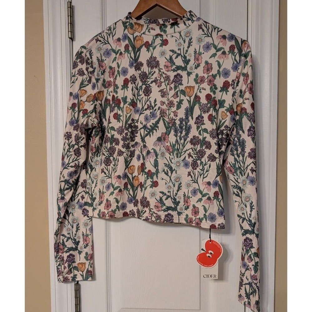 NWT Cider Botanical Floral Print Mock Neck Long Sleeve  Whimsigoth Cottagecore
